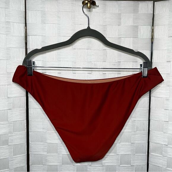 J. Crew Women’s Curved Waist Cheeky Bikini Bottom Size XL Rust Orange Boho Beach - Picture 2 of 10